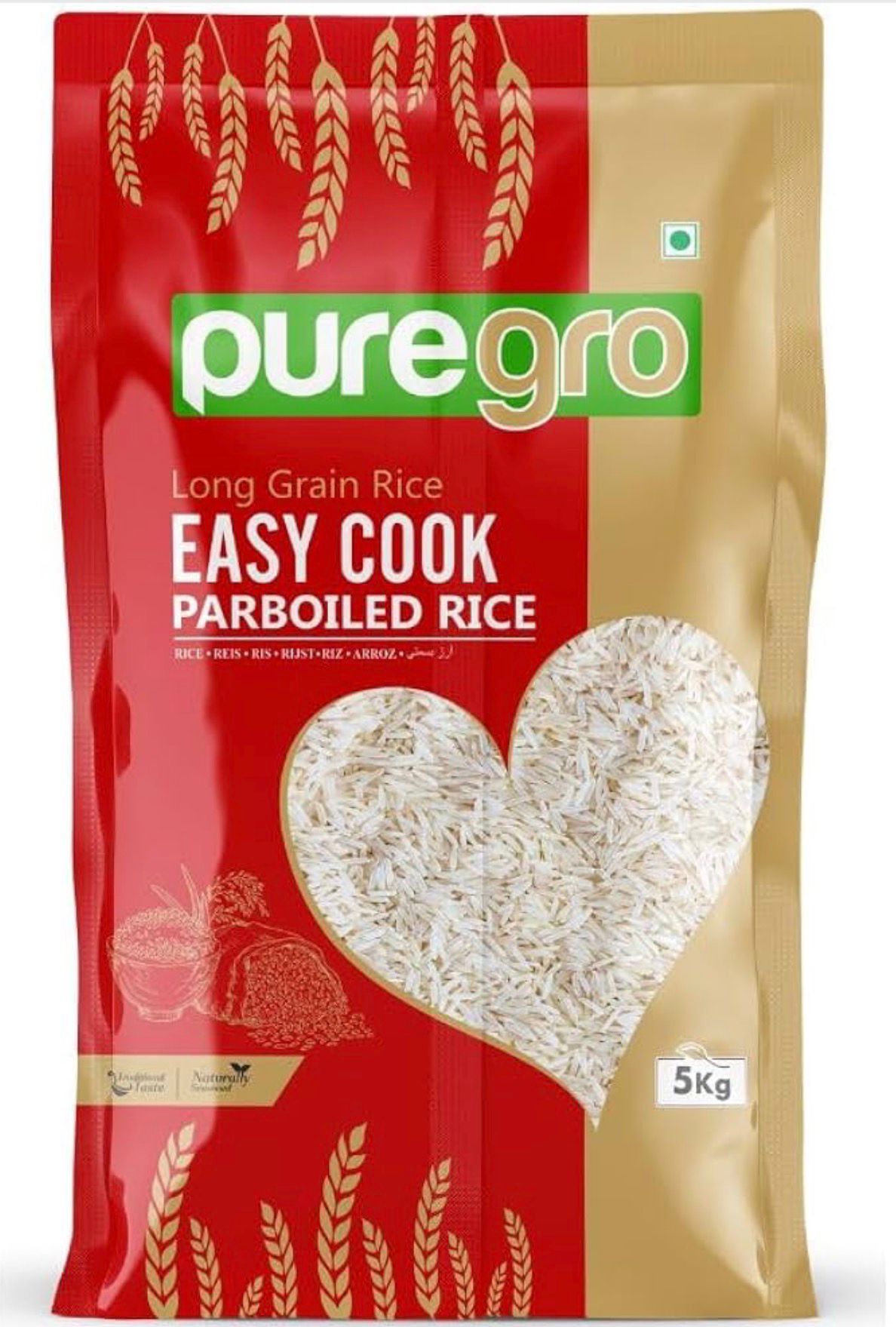 Puregro Easy Cook Parboiled Long Grain Rice 5kg | Non-Sticky |